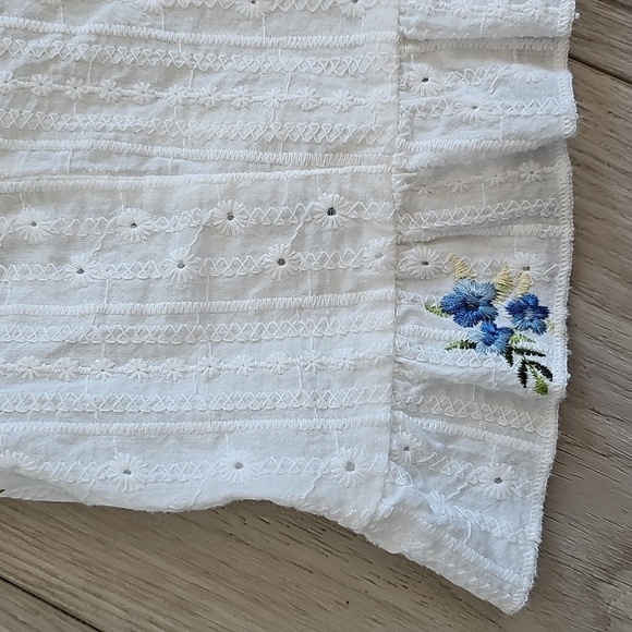 Kirious Cottagecore Dainty Pointelle Embroidered Ruched Cami Crop Top Small - Picture 9 of 12